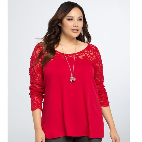 torrid Tops - Torrid Lace Inset Sweetheart Top